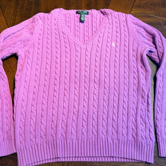 RALPH LAUREN WOMENS LARGE CABLE KNIT SWEATER - Picture 7 of 8